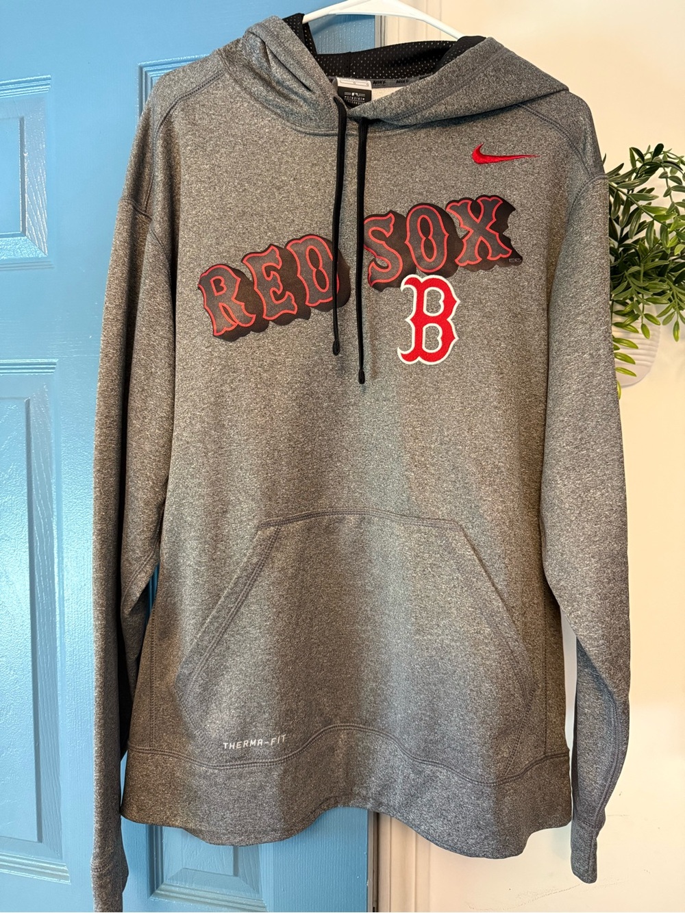 Nike Gray Hoodie with Red Boston Red Sox Graphics